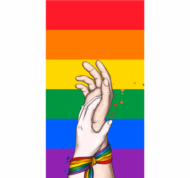 Estor salón Manos humanas y cinta arcoíris lgbt - TenVinilo