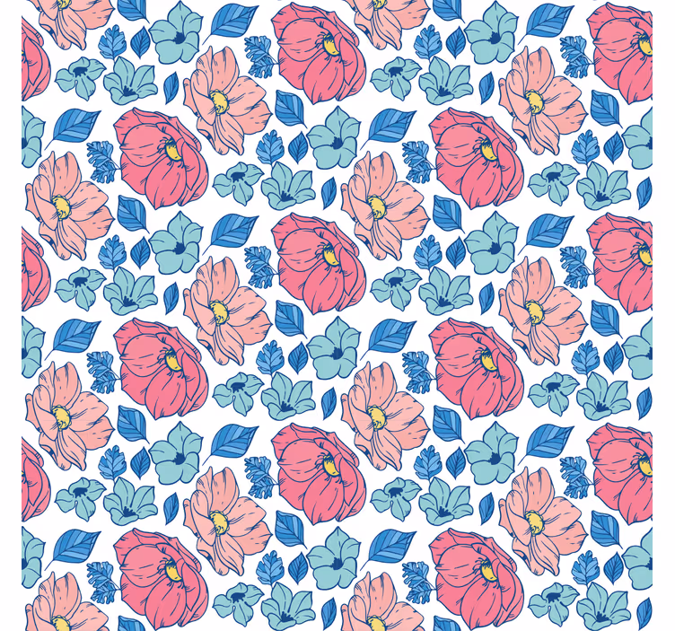 Estor floral Delicadas flores rosas y azules - TenVinilo