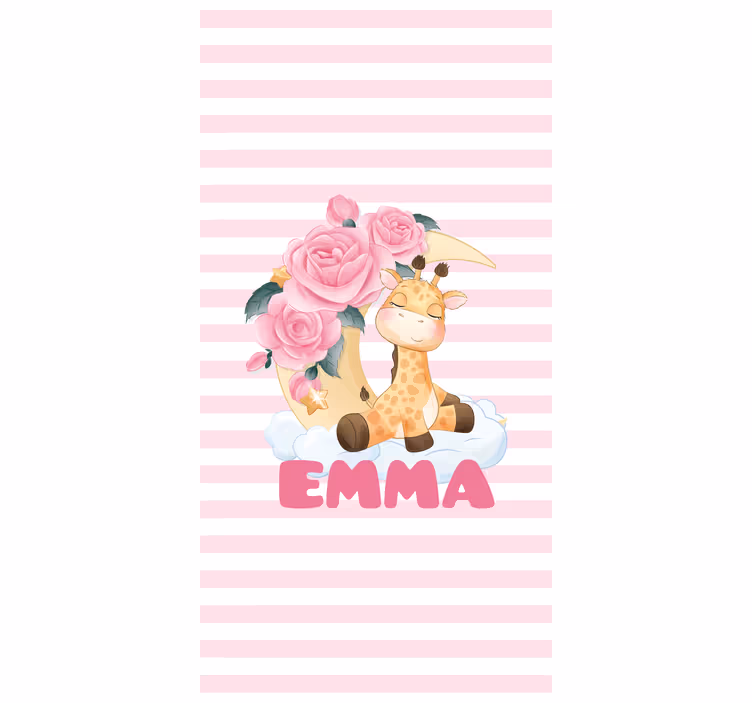 Persiana enrollable personalizable jirafa con rosas - TenVinilo