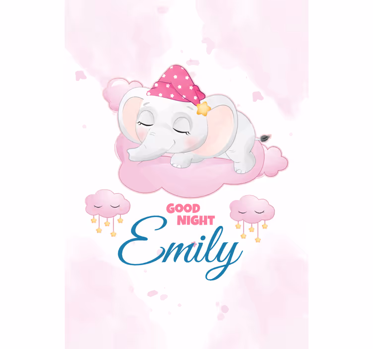 Persiana enrollable infantil elefante dormido con nombre - TenVinilo