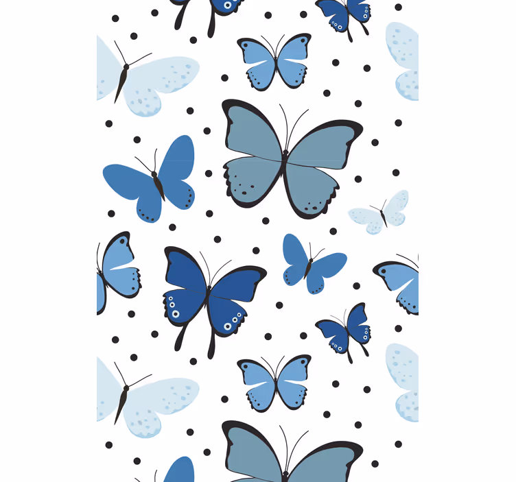 Persiana enrollable mariposa revoloteando y puntos azules - TenVinilo
