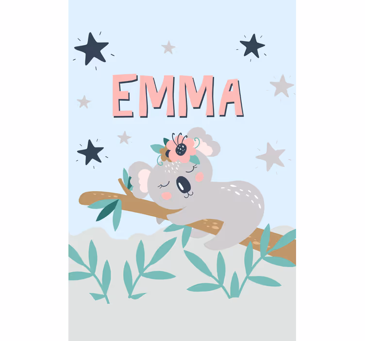 Persiana enrollable infantil bebé koala con nombre - TenVinilo