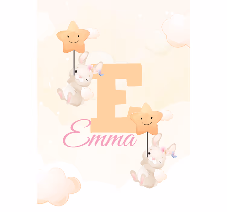 Persiana enrollable infantil con conejitos y estrellas - TenVinilo