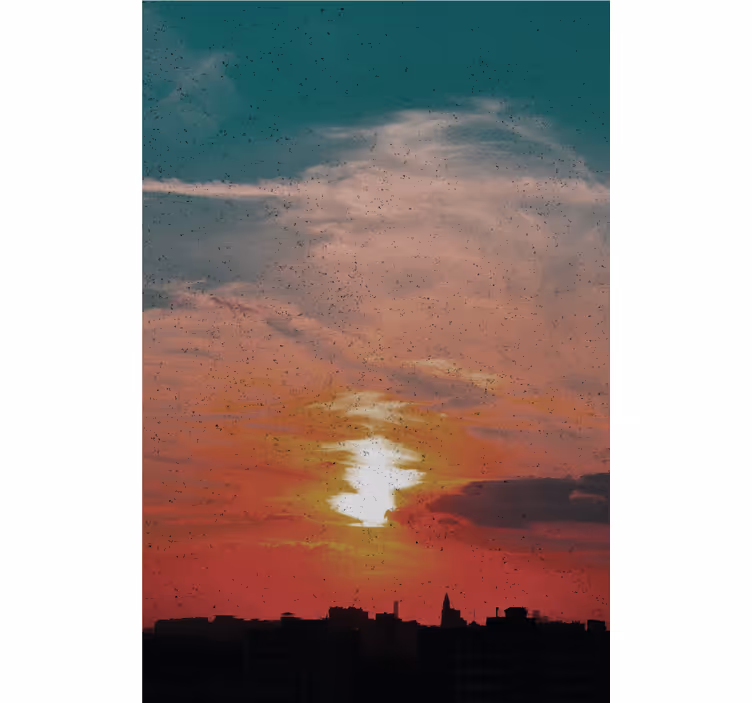 Persiana enrollable nubes puesta de sol sobre la ciudad - TenVinilo