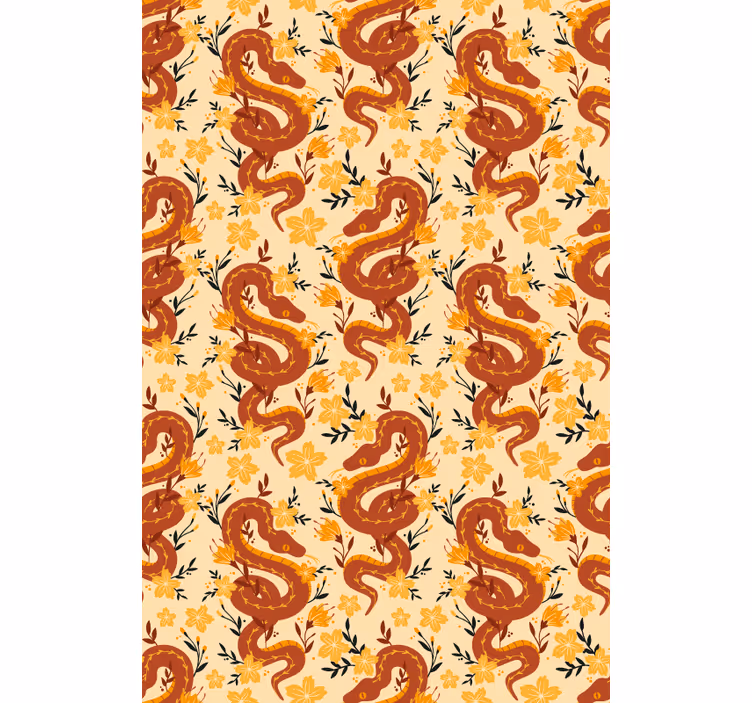 Persiana enrollable animales serpiente con flores - TenVinilo