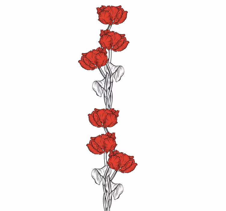 Persiana enrollable flores elegantes rojos - TenVinilo