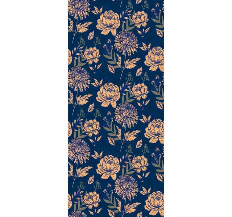 Persiana enrollable floral patrón elegante azul marino - TenVinilo