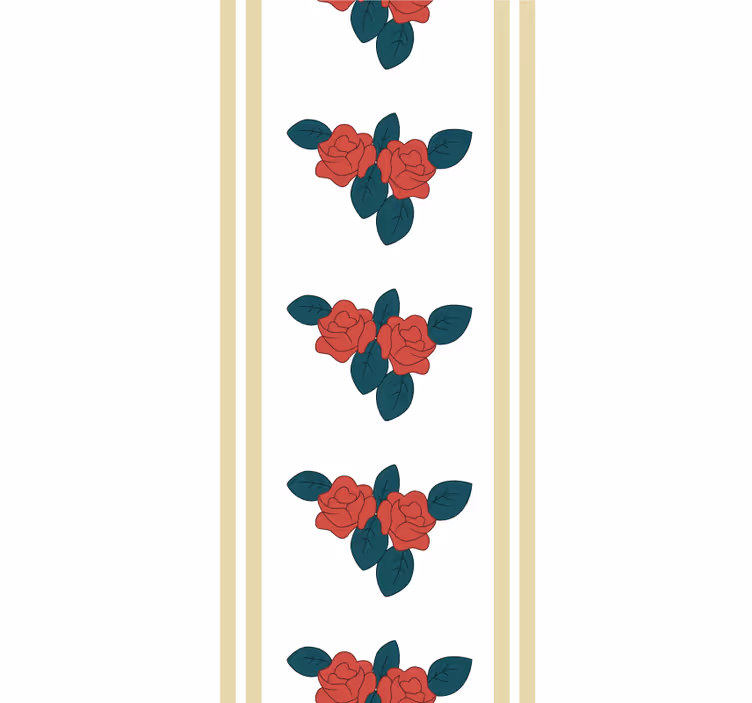 Persiana enrollable floral patrón de rosas con hojas - TenVinilo
