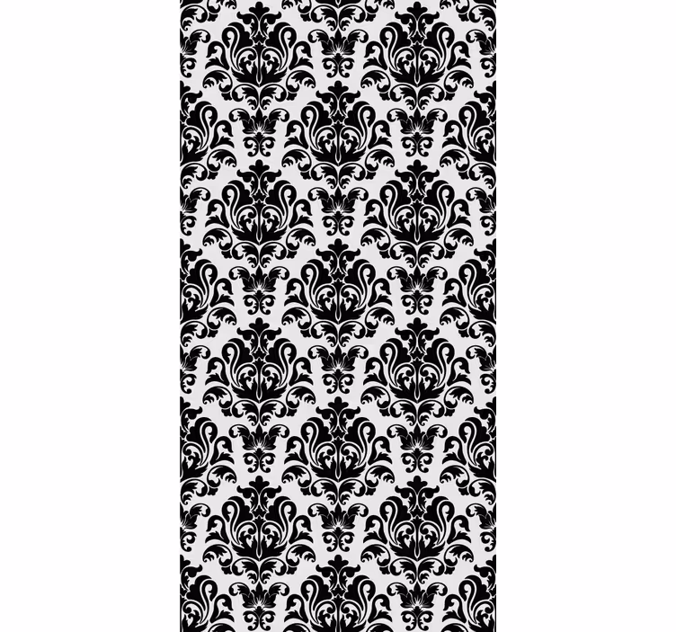 Persiana enrollable clásico patrón floral en blanco y negro - TenVinilo