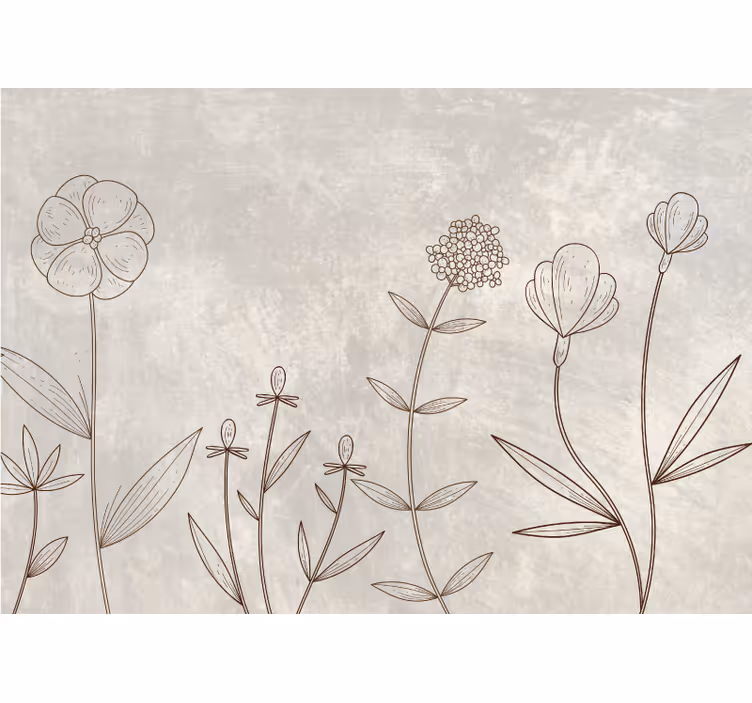 Persiana enrollable salón patrón de boceto floral gris - TenVinilo