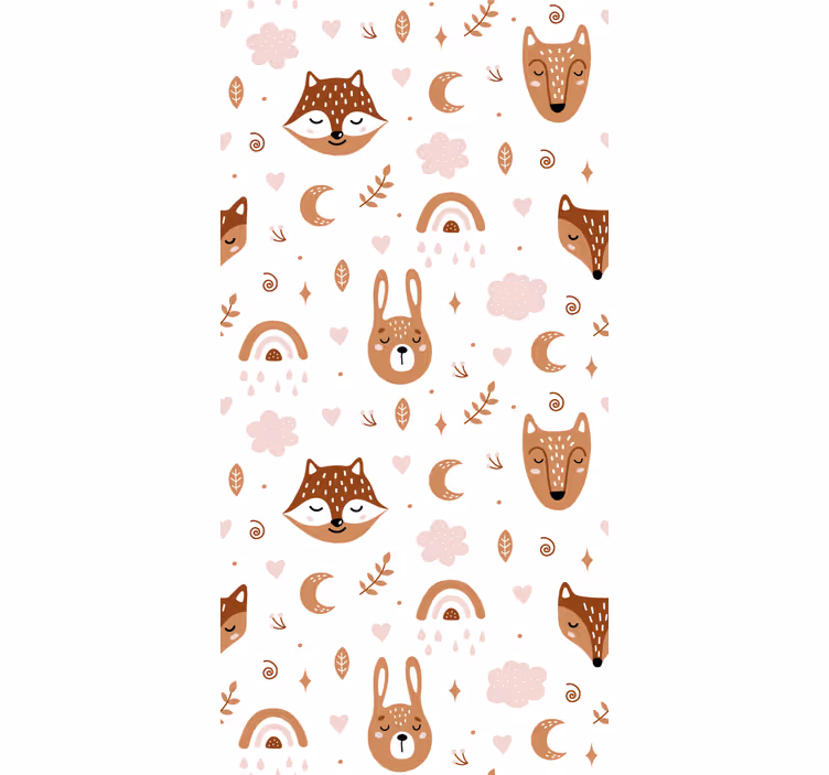 Estor infantil animales marrones lindos y arcoiris - TenVinilo