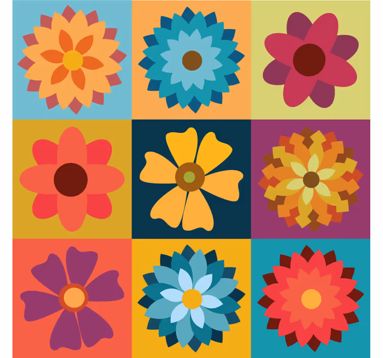 Estor cocina azulejos de flores de colores - TenVinilo