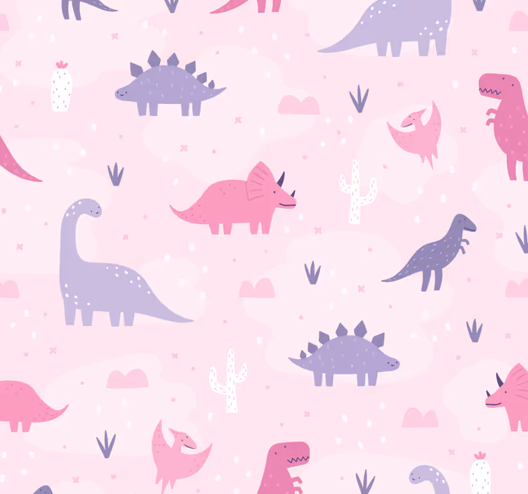 Persiana enrollable dinosaurios fondo rosa - TenVinilo