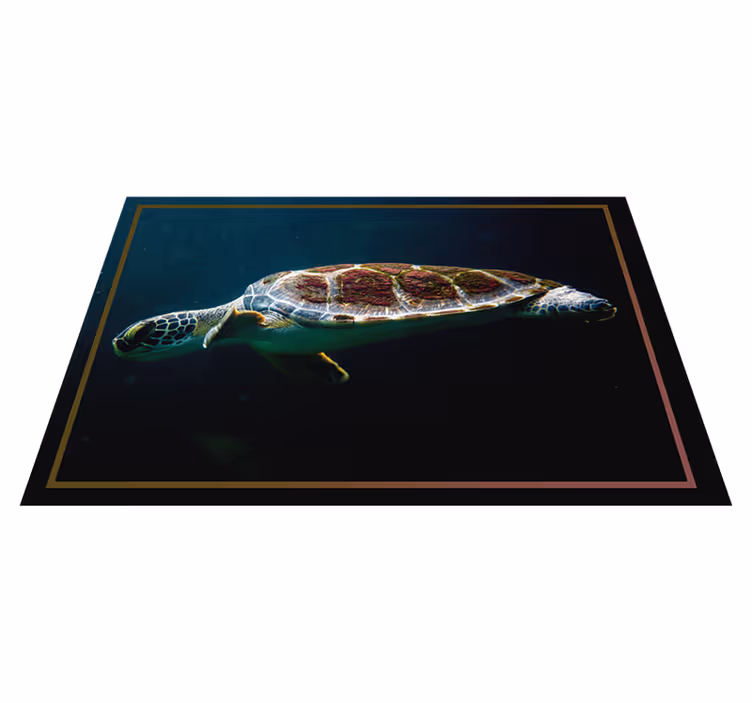 Mantel individual negro imagen tortuga nadando - TenVinilo