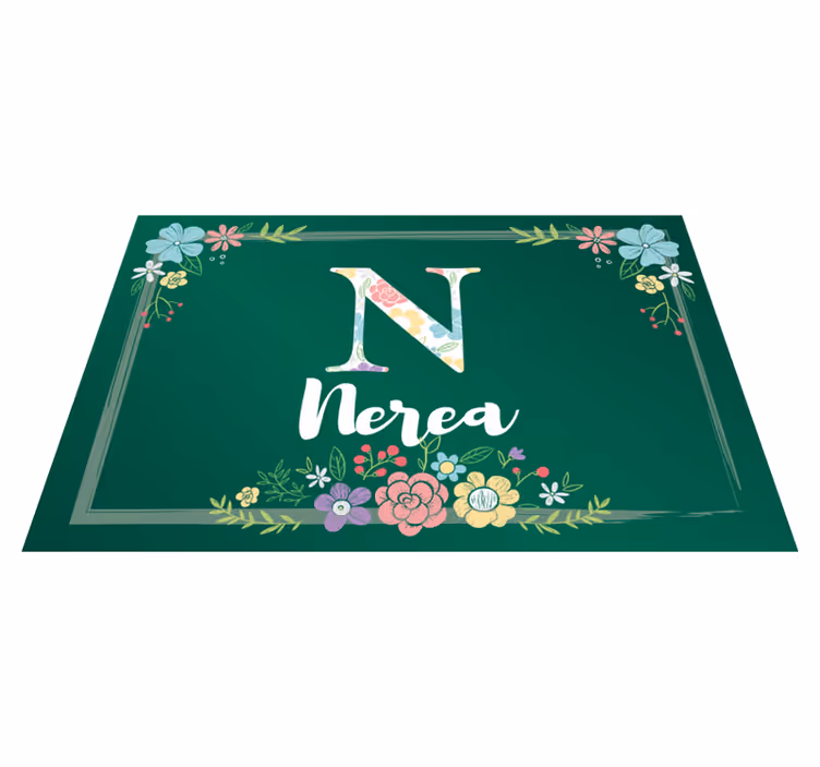 Mantel individual infantil con nombre y flores - TenVinilo