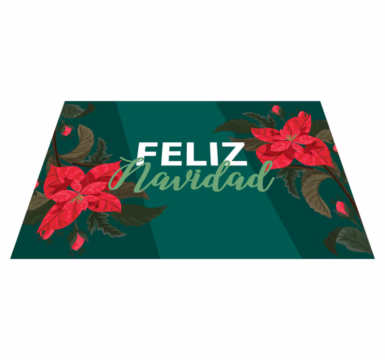 Mantel individual feliz navidad flores rojas - TenVinilo