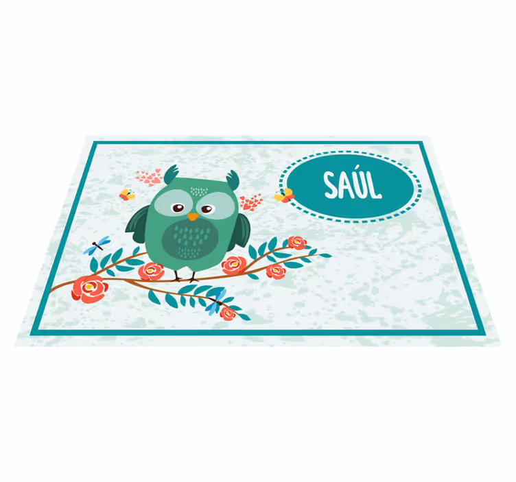 Mantel individual infantil búho con nombre - TenVinilo