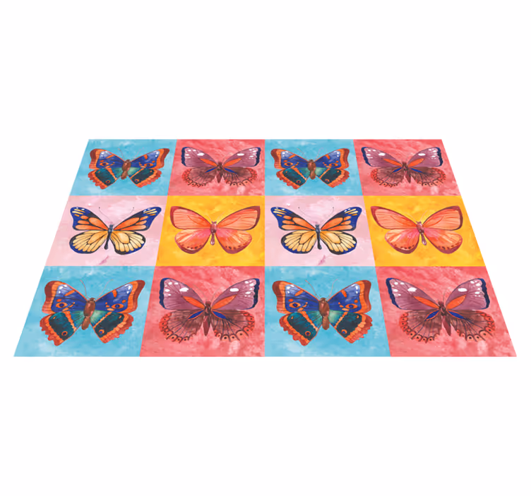 Mantel individual mariposas en azulejos - TenVinilo