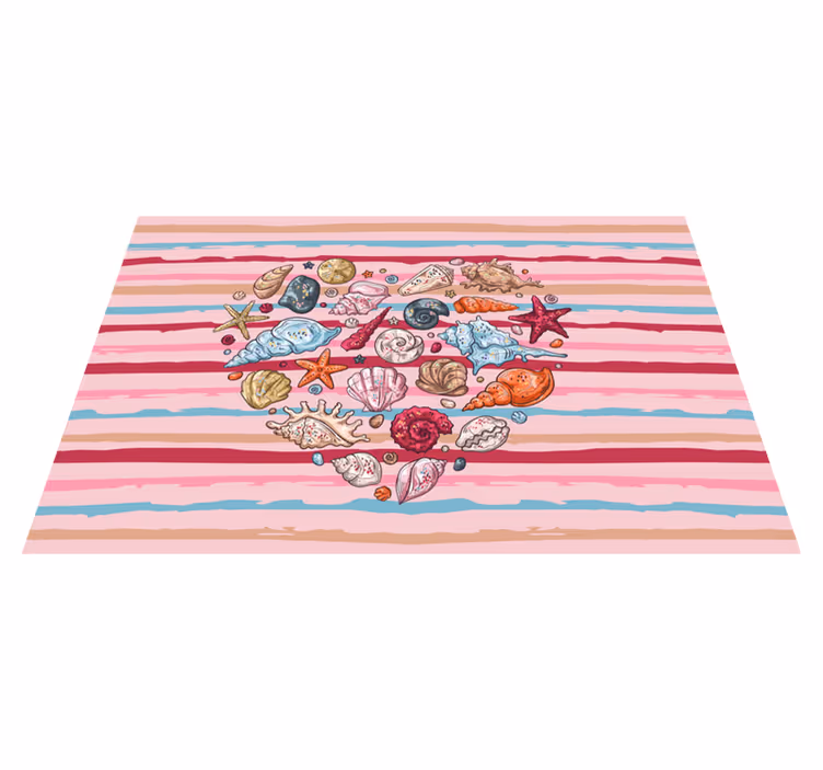 Individual mesa moderno patrón de corazones de conchas - TenVinilo