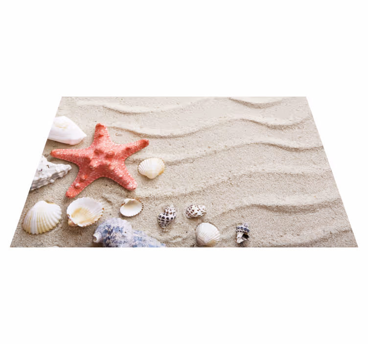 Mantel individual rectangular Estrellas de mar y conchas en la ar - TenVinilo