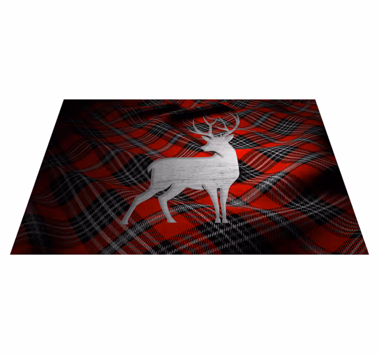 Individual mesa navideño cuadro rojo elegante - TenVinilo
