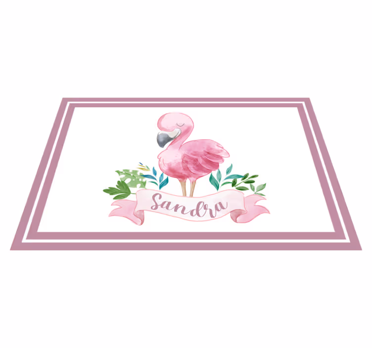 Manteles individuales con nombre Flamenco pintado para niños - TenVinilo