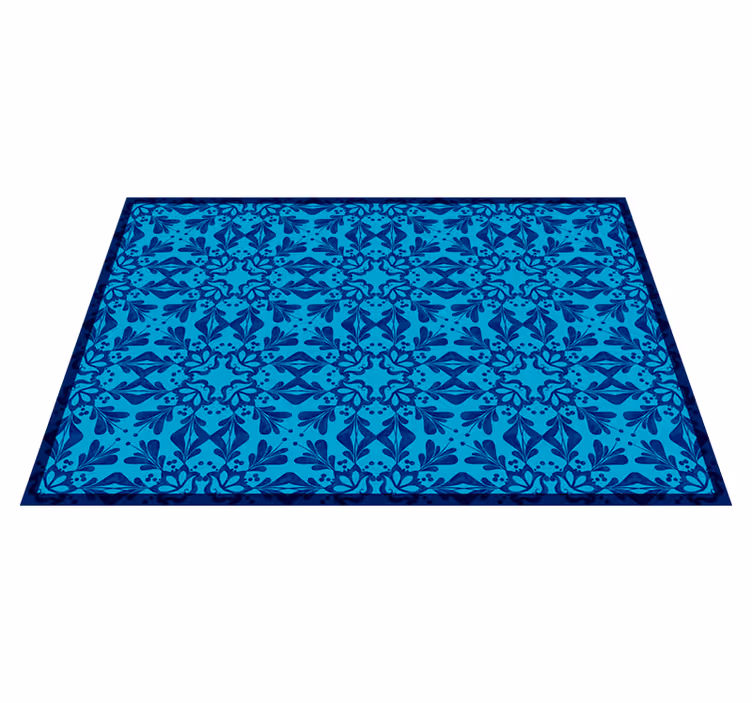 Manteles individuales elegantes Mosaico azul con flores - TenVinilo