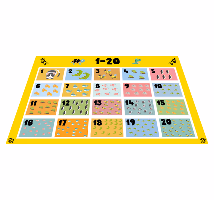 Individual mesa infantil gráfico de números colorido - TenVinilo