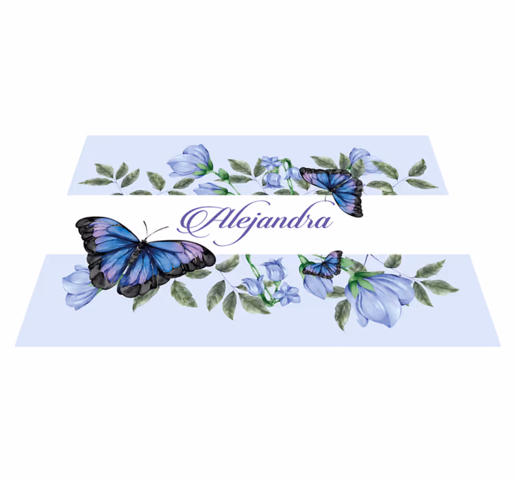 Manteles individuales con nombre Fondo de mariposas acuarela - TenVinilo
