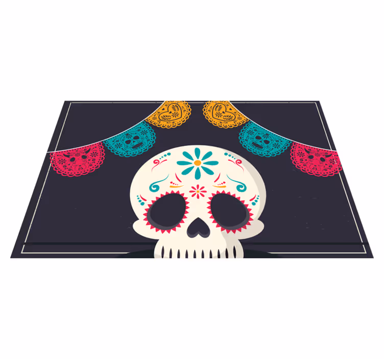 Individual mesa halloween banner de calaveras coloridas - TenVinilo