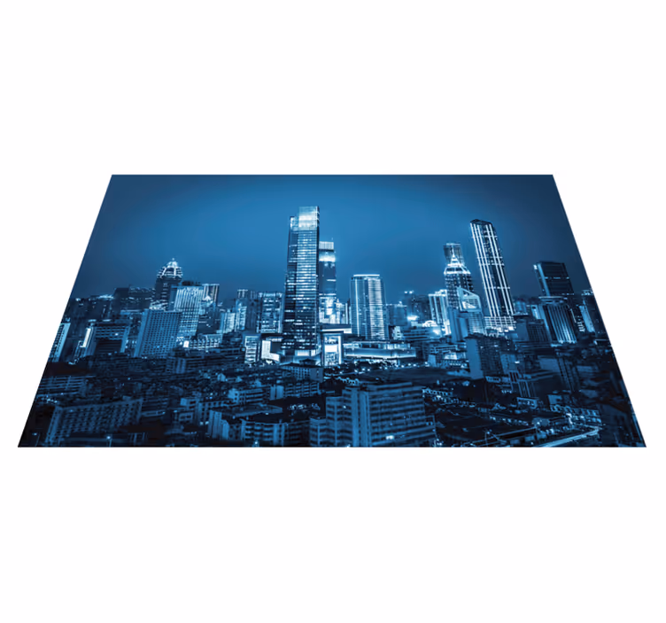 Individual mesa moderno vista del horizonte urbano - TenVinilo