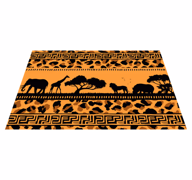 Mantel individual patrón Estampado de leopardo con animales afric - TenVinilo