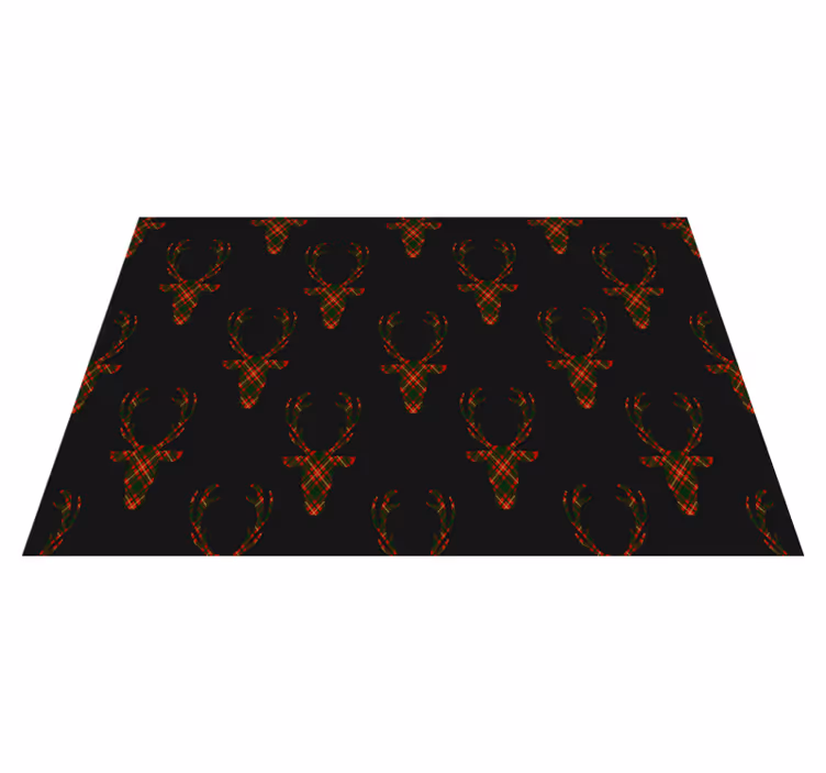 Individual mesa navideño siluetas de renos a cuadros - TenVinilo