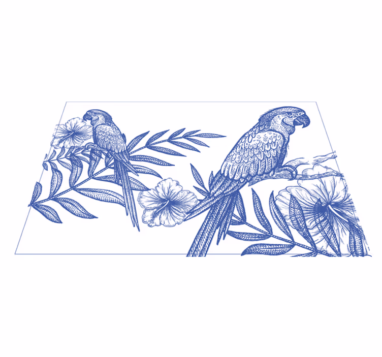Mantel individual elegante Pájaros azules en las plantas - TenVinilo