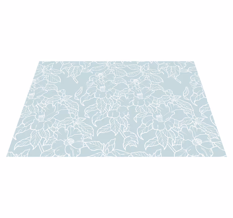 Mantel individual moderno Flores fondo azul blanco - TenVinilo