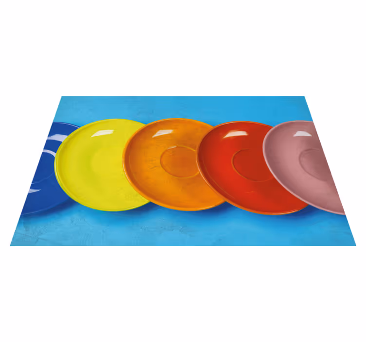 Mantel individual rectangular Platos de colores del arco iris - TenVinilo