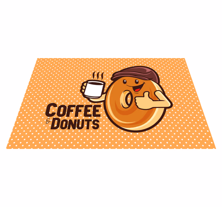 Mantel individual original Donut bebiendo una taza de cafe - TenVinilo