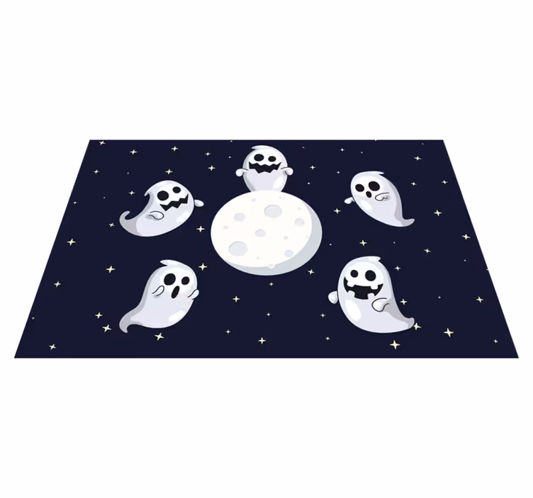 Mantel individual Halloween Fantasmas voladores blancos con luna - TenVinilo