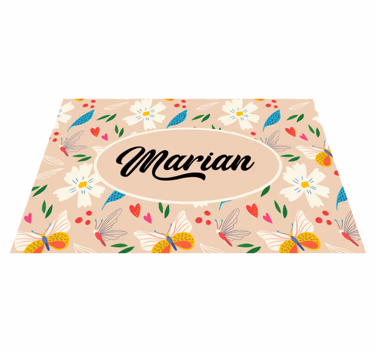 Mantel individual personalizable Flores y mariposas - TenVinilo
