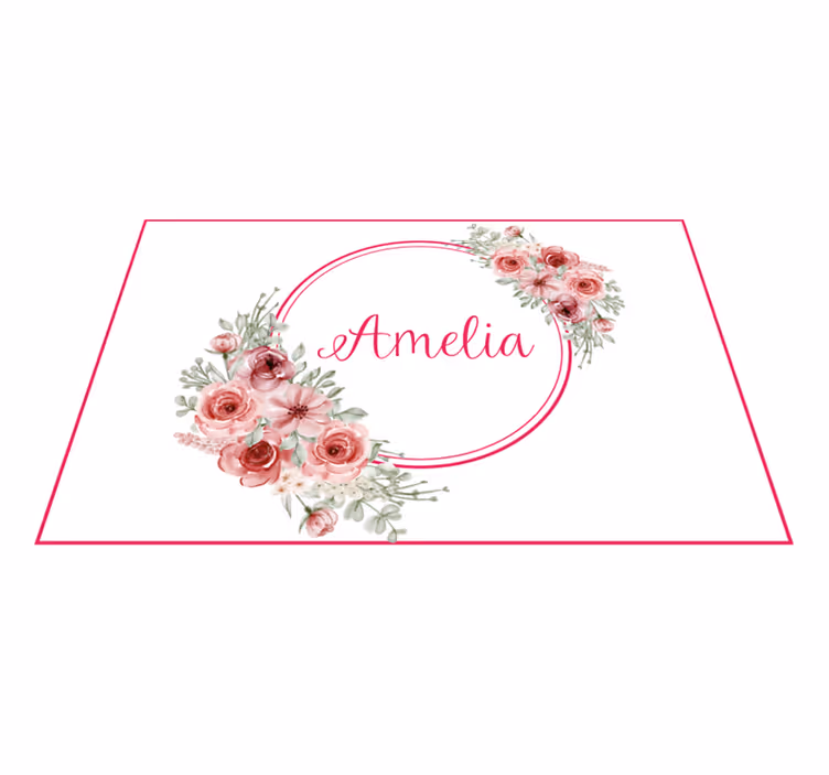 Mantel individual personalizable Flores de color rosa sobre fondo - TenVinilo