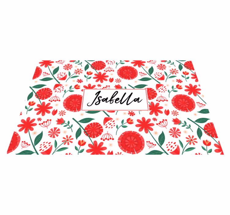 Individual mesa personalizable arte floral con nombre - TenVinilo