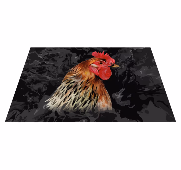Individual mesa original retrato de gallo colorido - TenVinilo