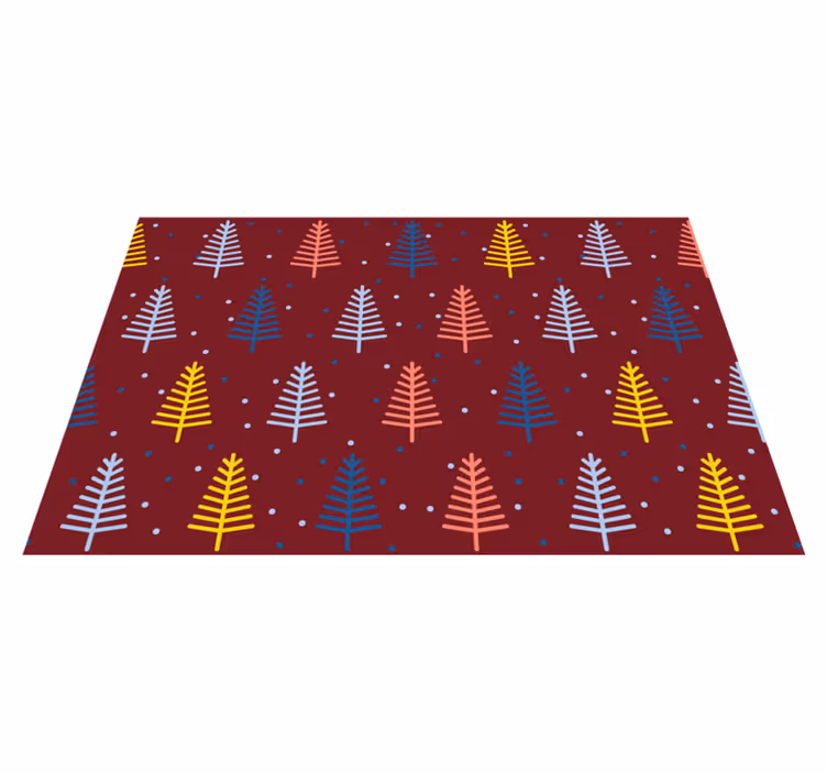 Mantel individual navideño Patrón de árboles de navidad dibujados - TenVinilo