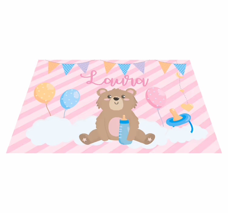 Mantel individual infantil Lindo oso para niña con nombre - TenVinilo