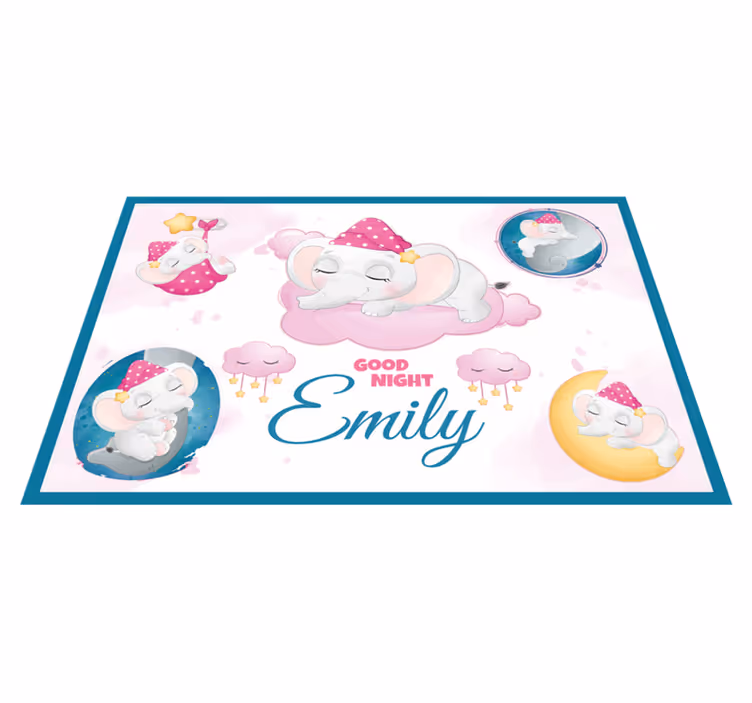 Individual mesa infantil elefante dormido con nombre - TenVinilo