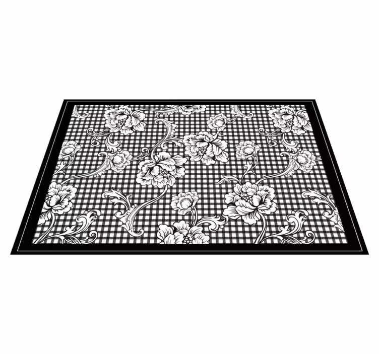 Individual de mesa elegante patrón floral negro - TenVinilo
