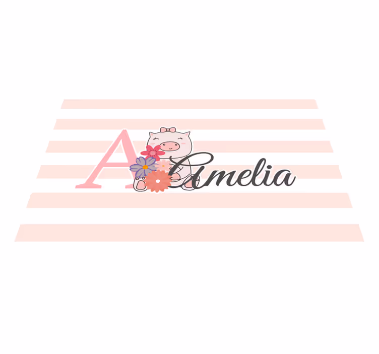 Mantel individual infantil Cerdito de animales lindos con nombre - TenVinilo