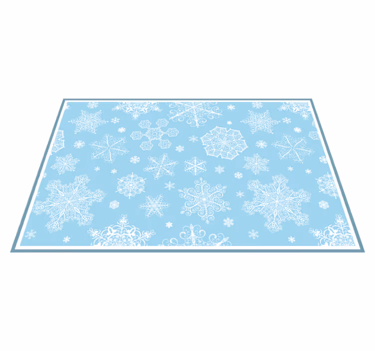 Mantel individual navideño Copos de nieve blancas sobre fondo azu - TenVinilo