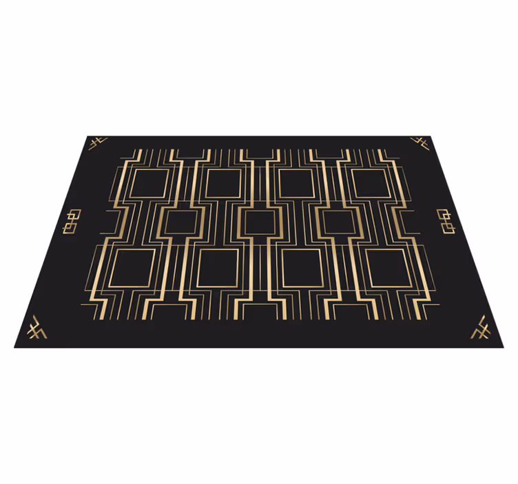 Mantel individual elegante Patrón deco dorado y negro - TenVinilo