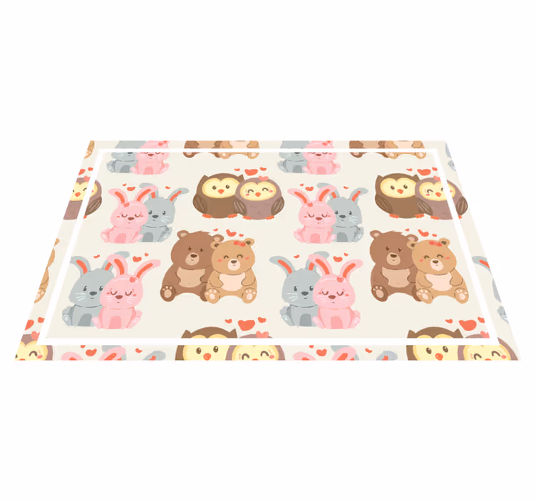 Individual mesa infantil parejas de animales lindos - TenVinilo